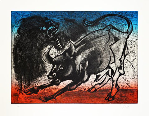 Luis Miguel Valdés, Bull and Bear, Etching